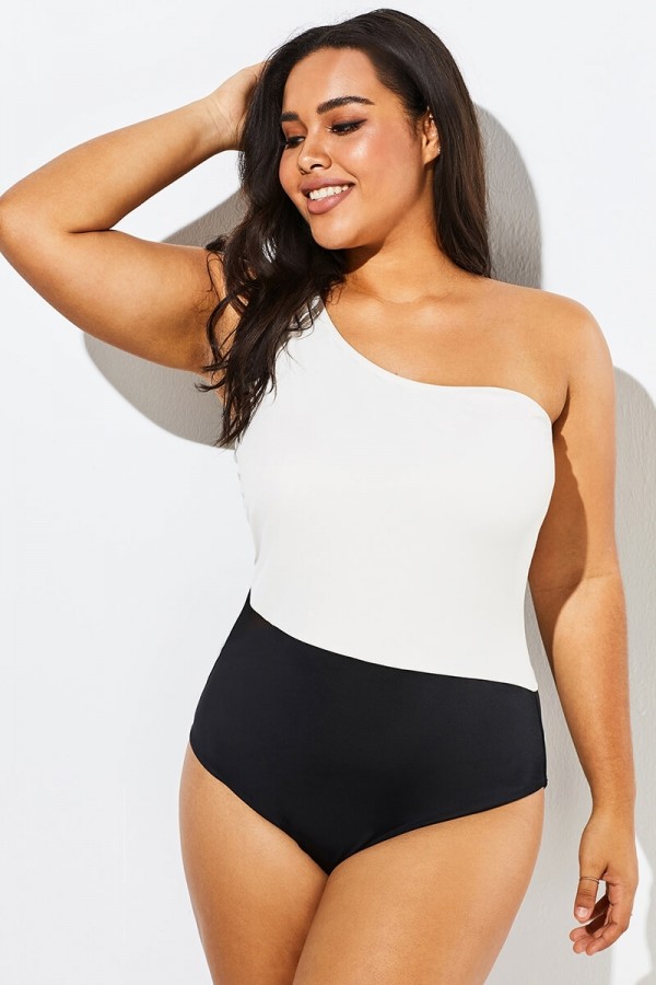 Moderner One-Shoulder-Einteiler-Badeanzug für die Dame