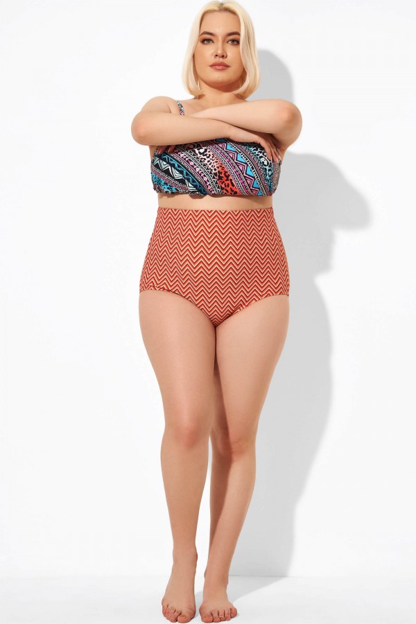 Bikinihose mit klassischer Abdeckung und Wellenmuster
