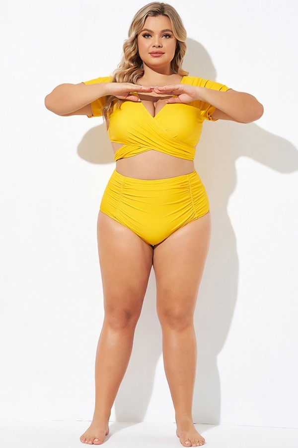 Gelbe Bade-Bikinihose mit entspannter Passform