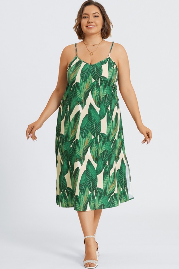 Plus Size Cami Maxikleid mit tropischem Print