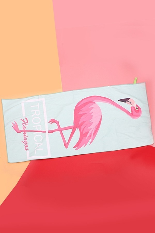 Übergroßes, saugfähiges Sand-Strandtuch mit Flamingo-Print
