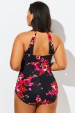 Poppies H-Back Sarong Front One Piece Swimsuit 