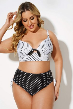 Sexy Bügel Bikini Set mit schwarzen und weißen Punkten
